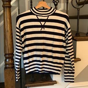Madewell Mock neck Stripe Sweater, navy/white, s